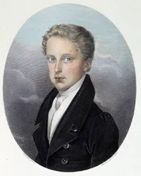 Portræt af hertugen af Reichstadt (1811-1832), søn af Napoleon I og Marie Louise af Østrig Gravering af Joseph Steinmuller (1795-1841) 1827 Privat samling