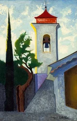 The Bell Tower (olie på lærred lagt på panel)