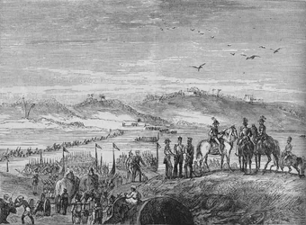 Den britiske hær krydser Sutlej, c1880