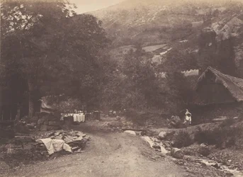 Landsbyen Montaubant taget fra Luchon, 1853.