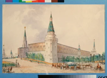 Opstandelsespladsen og Alexanderhaven i Moskva (Opstandelsespladsen og Alexanderhaven i Moskva) - Værk af Joseph Vivien (1793-1852), akvarel på papir, polsk kunst 1800-tallet, klassicisme - Statens historiske museum , Mosk