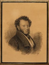Portræt af forfatteren Alexander S. Pushkin 1799-1837, 1827