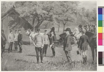 Kejser Franz Joseph I og kejser Wilhelm II på Rendezvousplatz (Rendezvouspladsen) i Totis