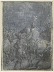 Hærfører til hest med andre ryttere, Gruppe af lignende illustrationer med riddere og ryttere (serietitel)