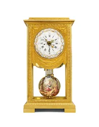 Louis XVI måned-gående middel og soltid mantel regulator med remontoire