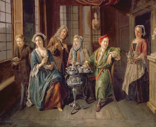 A Tea Party, ca. 1720 (olie på lærred)