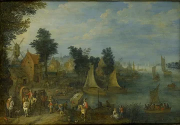 Landsby ved bredden af en flod