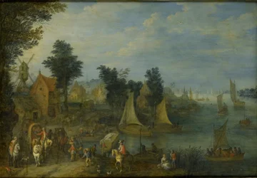 Landsby på bredden af en flod