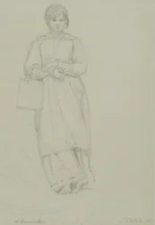 Ung pige med mælkedåse, 1831 (grafit på vævet papir)