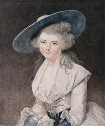 The Honorable Miss Bingham (d.1831) graveret af Francesco Bartolozzi (1727-1815) udgivet af E. M. Diemar, 1786 (stipple gravering)
