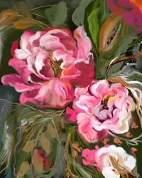 Frodige lyserøde blomster