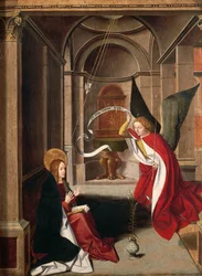 Bebudelse, af Josse Lieferinxe (død før 1508), detalje