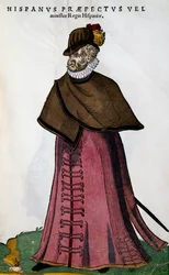 Ministerdragt fra det spanske kongehus, gravering af Jost Amman (1539-1591) fra de vigtigste folkeslags Habitus, af mændene såvel som af de enestående kvinder afbildet i kunsten