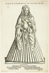 Vidua Senensis in Hetruria (Enken fra Siena i Toscana) fra H. Weigels Trachtenbuch, plade 51 fra Woodcuts from Books of the XVI Century (Træsnit fra bøger fra det 16. århundrede)