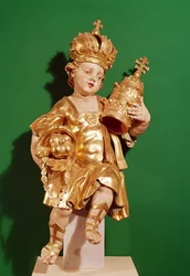 Europa, fra en gruppe, der repræsenterer verdens fire kontinenter (polykromt træ)