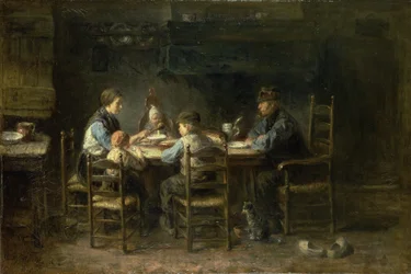 Bondefamilie ved bordet