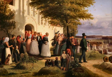 Brudefærd fra det nordlige Sjælland, hvor den hjemkomne soldat finder sin forlovede som en andens brud