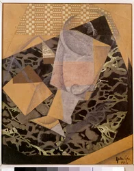 På cafeen. Spansk kubistisk maleri af Juan Gris (1887 - 1927)