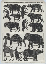 Ark 10 med figurer til kinesisk skyggespil, 1859.