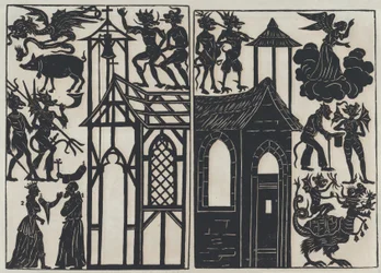 Ark 5 med figurer til kinesiske skyggefigurer, 1859.