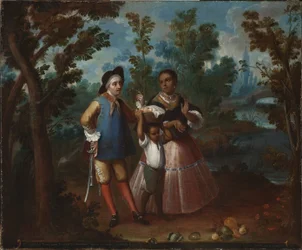 X. Fra spanier og vend tilbage baglæns, hold dig suspenderet i luften (X. De español y torna atrás, tente en el aire), ca. 1760