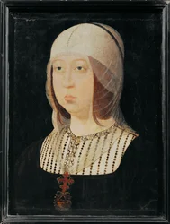 Isabella den katolske af Kastilien, hustru til Ferdinand af Aragonien ... (maleri på træ)