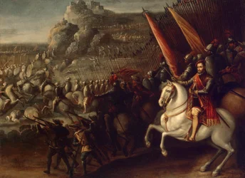 ""kampscene"" Maleri af Juan de la Corte (1597-1660) 1643 Dim 66,5x88 cm State Hermitage, Sankt Petersborg