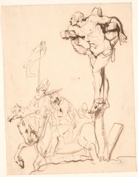 Korsfæstet røver, ryttere ved korsets fod