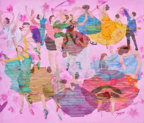 Farverig balletdans