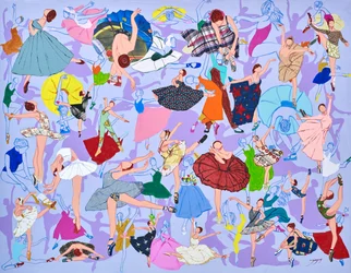 Farverige balletdansere