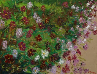 Farverig blomsterhave