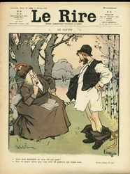 Illustration af Abel Faivre (1867-1945) til forsiden af Le Lire, 30/05/08 - Satyren - Naturvegetation, Kærlighed, Mode, Træ, Glasvarer