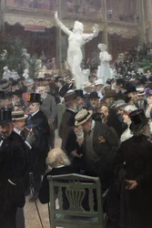 En fredag i salon des artistes francais. Maleri af Jules Alexandre Grun (1868-1939), olie på lærred, fransk kunst