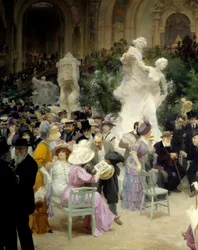 Belle epoque: "" En fredag i Salon des artistes francais""" Mondanites under kunstudstillingen i Grand Palais i Paris. Detalje. Maleri af Jules Alexandre Grun (1868-1934) 1911 Rouen. Museum for Skønne Kunster