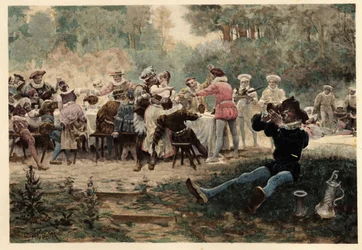 Banket ved Mardi Gras-festen. Gargantua. Illustration af Jules Garnier. I "Rabelais og Jules Garniers værker".