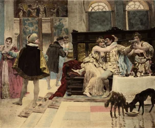 Panurge, lavet af Chatelain fra Salmingondin (Salmigondis) i Dipsody af Pantagruel, der organiserer en fest. Pantagruel. Illustration af Jules Garnier. I "Rabelais et l