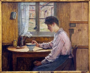Den blå kop. Maleri af Jules Boquet (1840-1932), olie på lærred, før 1913, begyndelsen af det 20. århundrede. Musee la piscine, Roubaix.
