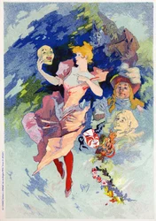 Kunst. Underholdning. Komedien. Allegori af Jules Cheret, Frankrig, ca. 1890 (plakat)