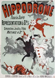 Cirkusforestilling på Hippodromen - Plakat af Jules Chéret, slutningen af det 19. århundrede