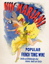Mad og drikkevarer. Mariani French Tonic Wine (første cocawine). Plakat af Jules Cheret (1836-1932), Frankrig
