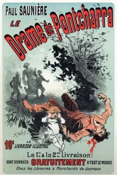 Litteratur. The drama of Pontcharra, føljeton af Paul Sauniere. Plakat af Jules Cheret, Frankrig, ca. 1880 (plakat)