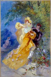 Det gule domino-maleri af Jules Cheret (1836-1932) Nice fra det 20. århundrede, Musee Cheret