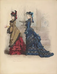 To kvinder i dagskjoler, 1875.