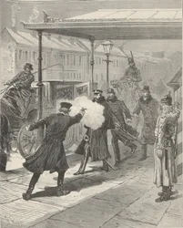 Mordet på grev Mikhail Loris-Melikov. Fra Le Monde Illustré, 1880.