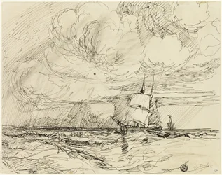 Skibe til søs under storm