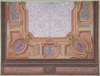 Design til loftet i Grand Salon, Hôtel Hope, 1867. Skaber: Jules-Edmond-Charles Lachaise, Eugène-Pierre Gourdet.