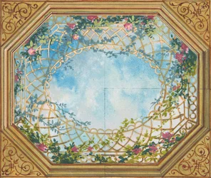 Design til et loft malet med skyer, espalier og roser, anden halvdel af 1800-tallet. Skaber: Jules-Edmond-Charles Lachaise, Eugène-Pierre Gourdet.
