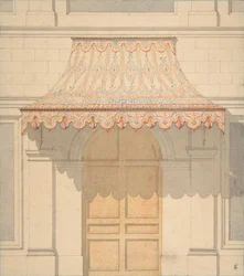 Udkast til en markise over en dør i maurisk stil, 1830-97. Skabere: Jules-Edmond-Charles Lachaise, Eugène-Pierre Gourdet.