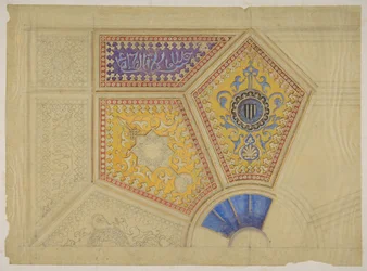 Design til malet udsmykning af et kasseloft, anden halvdel af 1800-tallet. Skaber: Jules-Edmond-Charles Lachaise, Eugène-Pierre Gourdet.