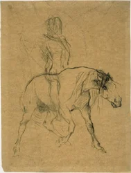 Studie af en hest og rytter